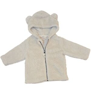 Hanna Andersson‎ Baby Toddler 12-18M Jacket Hoodie Cream Zip Fuzzy Soft Teddy
